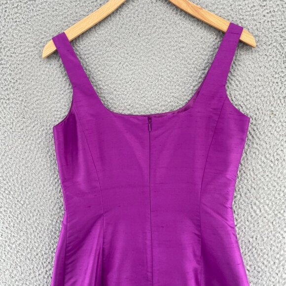 Ann Taylor Dress Womens 2 Purple Silk Sheath Sleeveless U Neck Knee Length Beads - Picture 4 of 9